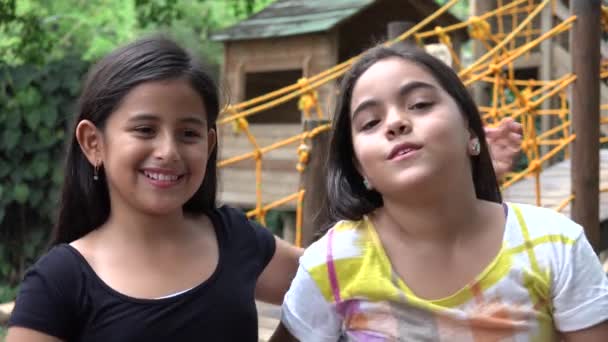 Young Girls Posing to Camera — Stock Video