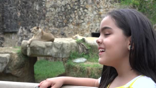 Jeune fille posant avec Tigre — Video