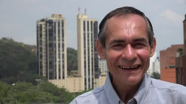 Happy Man near Buildings — Stock Video