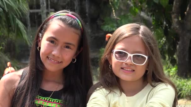 Друзья детства на свежем воздухе — стоковое видео