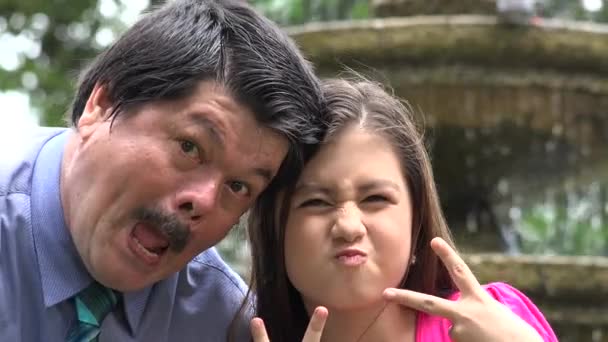 Father and Daughter Acting Silly — Stock Video