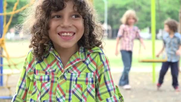 Excited Boys at Play Area — Stock Video