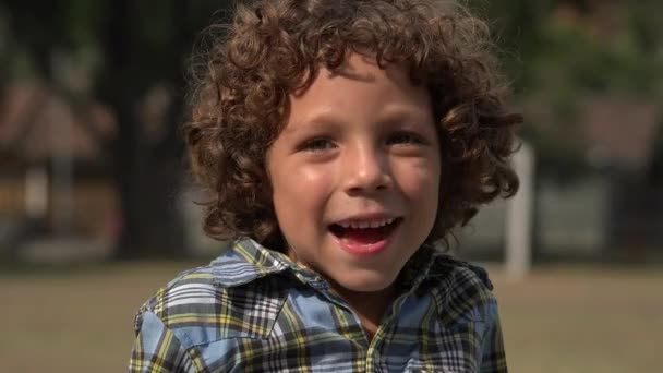 Lächelnder Junge an einem Sommertag — Stockvideo