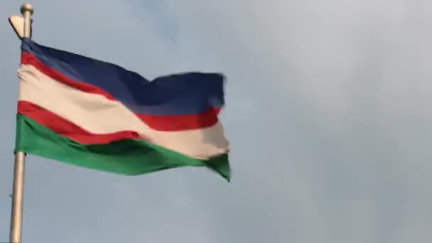 Bandera rayada en el viento — Vídeos de Stock