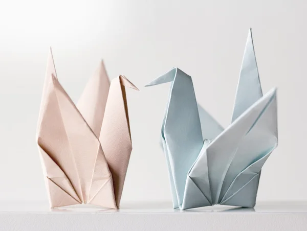 Origami par de grúa de papel — Foto de Stock