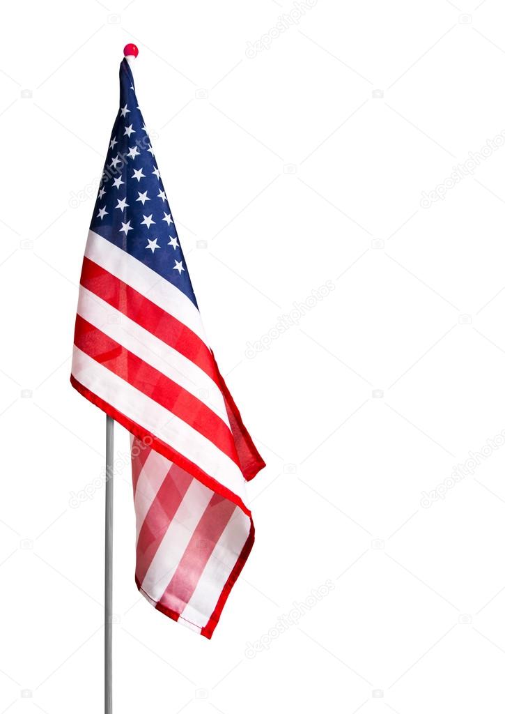 USA flag on white background with clipping path