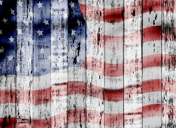 USA flag on grunge wooden background — Stock Photo, Image