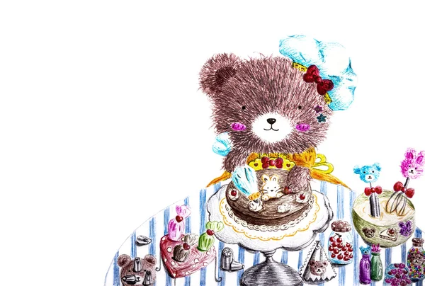 Oyuncak ayılar bir pasta süsleme — Stok fotoğraf