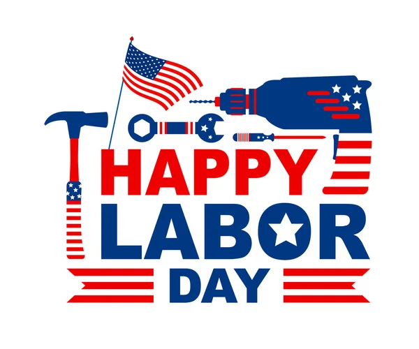 Boldog Labor Day design fehér háttér — Stock Vector