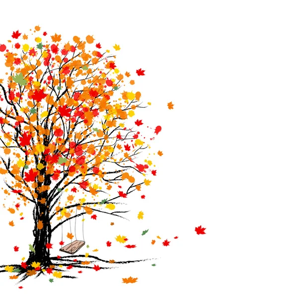 Beyaz arkaplanda sonbahar ağacı — Stok Vektör