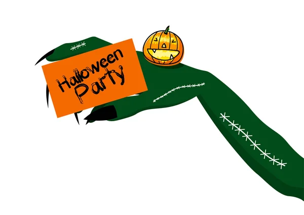 Halloween fête conception du diable main tenant la carte d'invitation — Image vectorielle