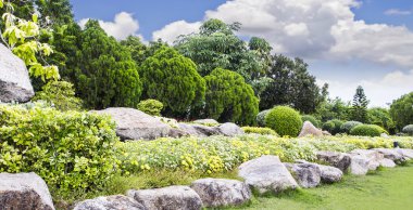 Parkta Suan Luang Rama IX genel güzel çiçekler