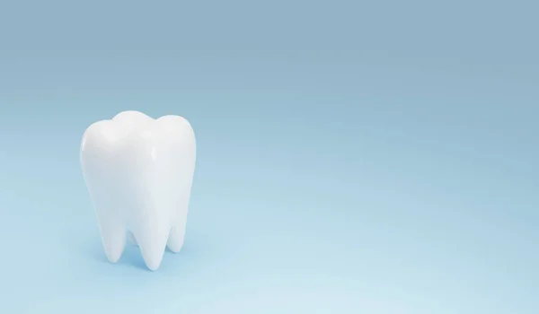 Weiße Zähne Auf Blauem Hintergrund Mit Kopierraum Renderer — Stockfoto