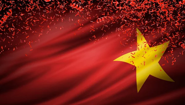 Vietnam Vlag Met Confetti Vallen Voor Onafhankelijkheid Dag Banner Illustratie — Stockfoto