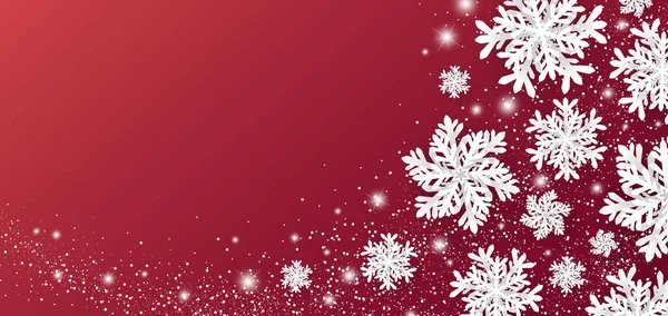 Conception Bannière Noël Hiver Flocon Neige Neige Avec Des Lumières — Image vectorielle