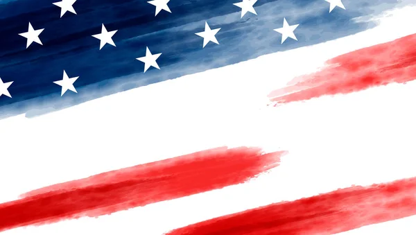 Usa America Bandiera Sfondo Disegno Acquerello Sfondo Bianco Vettoriale Illustrazione — Vettoriale Stock