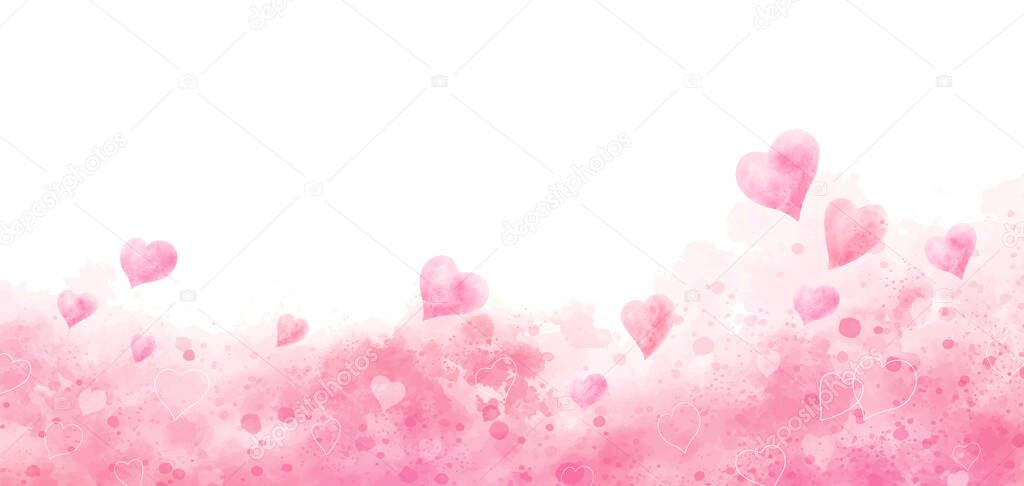 Valentine's day and wedding background design of watercolor hearts vector illustration