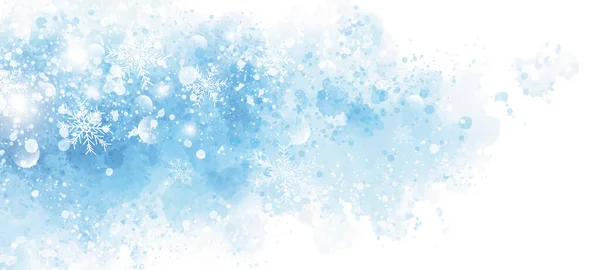 Winter Christmas Background Design Snowflake Blue Watercolor Copy Space — Vetor de Stock