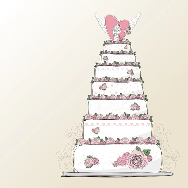 Design de bolo de casamento vetorial — Vetor de Stock