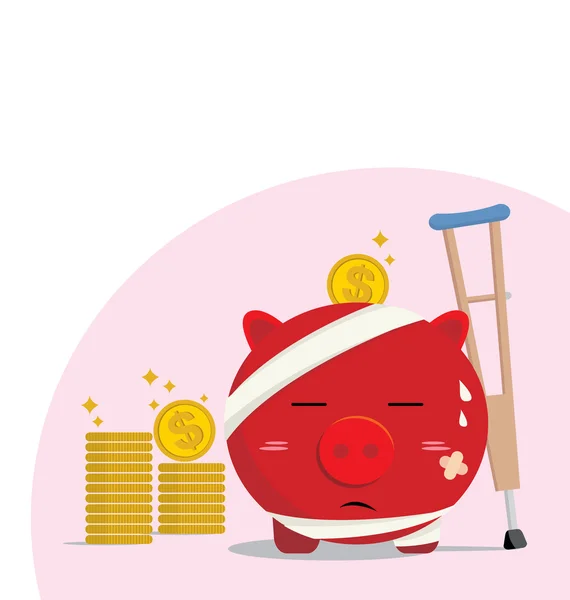 Piggy Bank diseño de conceptos de accidentes — Vector de stock