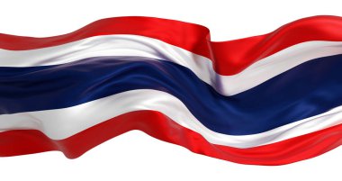 Tayland bayrağı beyaz arkaplanda 3 boyutlu kopyalama alanı ile izole edildi