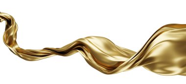 Beyaz arkaplanda 3B kopyalama alanı olan lüks altın kumaş