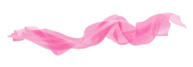 Pembe kumaş rüzgarda uçuşuyor. Beyaz arka plan şeffaf kumaş üzerinde yalıtılmış. 3 boyutlu.