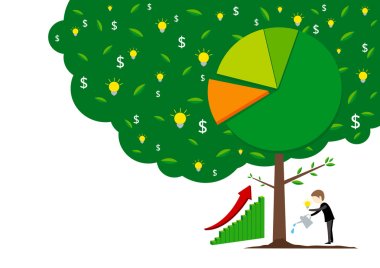Business concepts of businessman watering tree clipart
