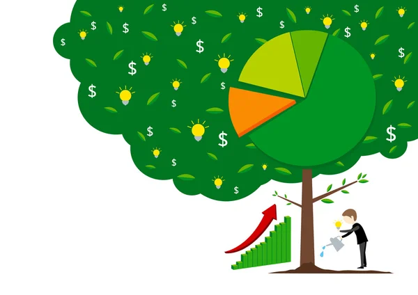 Conceitos de negócio de empresário molhando árvore —  Vetores de Stock