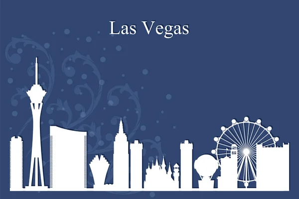 Silueta de perfil urbano de Las Vegas sobre fondo azul — Vector de stock