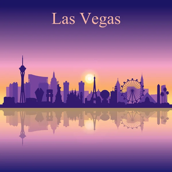 Las Vegas skyline van silhouet op zonsondergang achtergrond — Stockvector