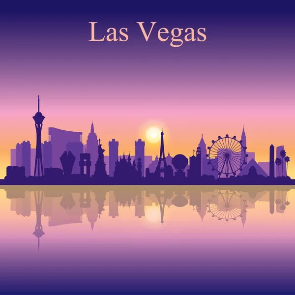 Silueta del horizonte de Las Vegas sobre fondo del atardecer — Vector de stock