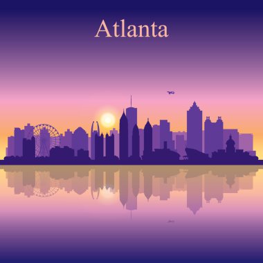 Atlanta siluet günbatımı arka plan üzerinde
