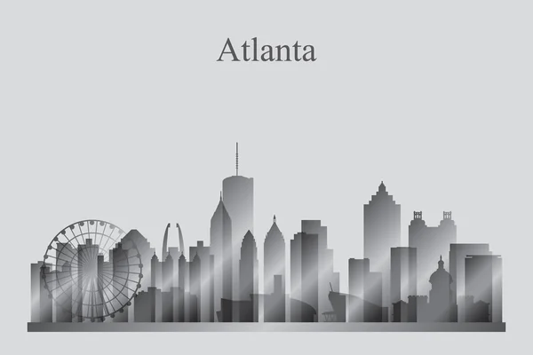 Atlanta stad skyline van silhouet in grijstinten — Stockvector