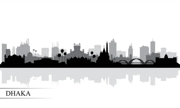 Dhaka City Skyline Silhouette Background Vector Illustration — Stock Vector