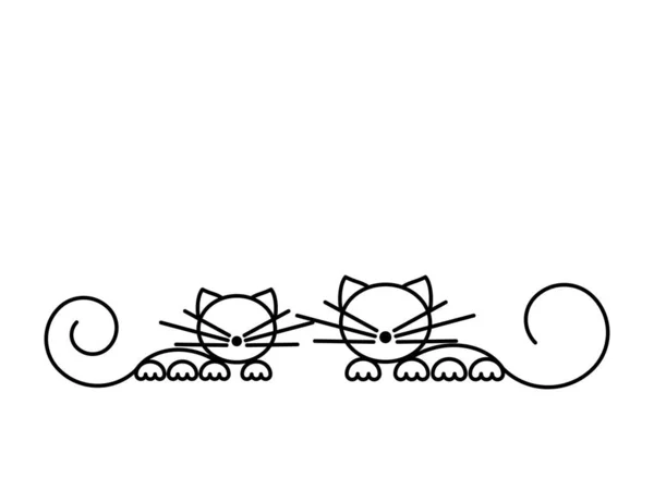 Happy Cats Silhouettes Cat Print Minimalist Art Vector Illustration — Stock Vector