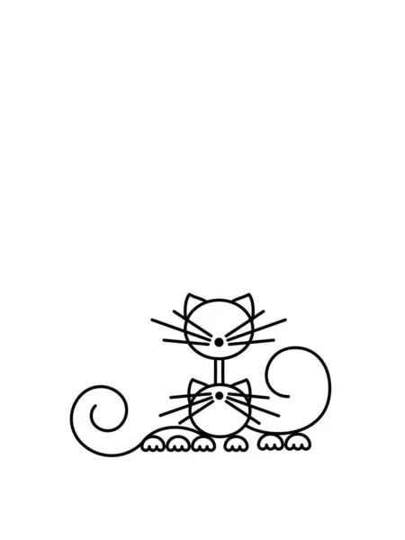 Felices Siluetas Gatos Cat Print Arte Minimalista Ilustración Vectorial Vector de stock