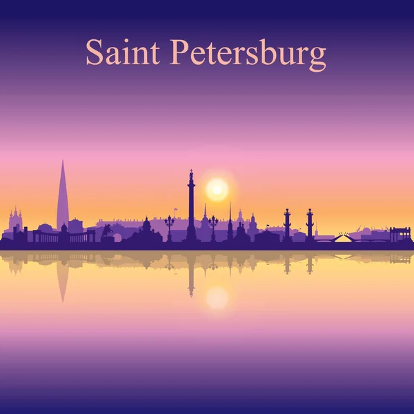 Sint Petersburg Stad Silhouet Zonsondergang Achtergrond Vector Illustratie — Stockvector