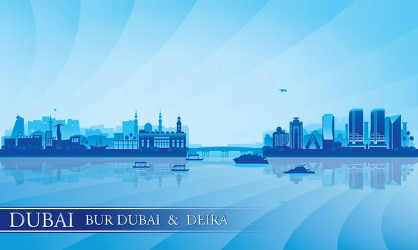 Dubai Deira et Bur Dubai skyline silhouette arrière-plan — Image vectorielle