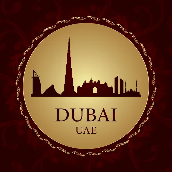 Дубай skyline силует на фоні vintage — стоковий вектор