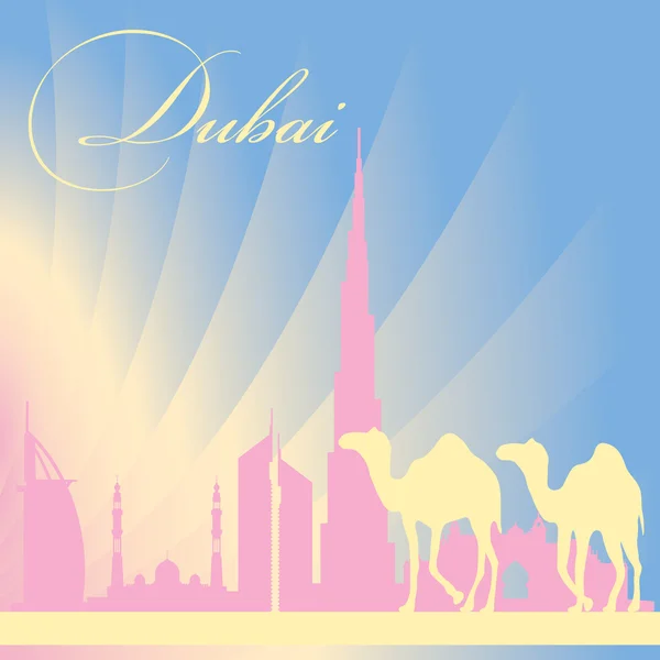 Dubai city skyline silhouette bakgrund — Stock vektor