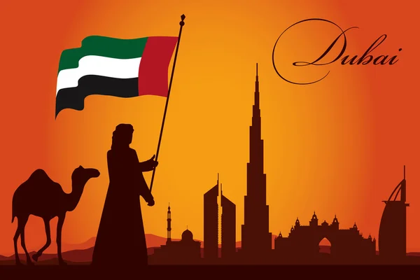 Dubaï ville silhouette toile de fond — Image vectorielle