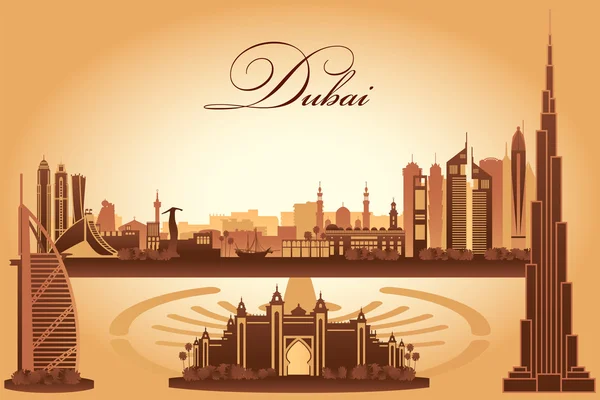 Dubai ciudad horizonte silueta fondo — Vector de stock