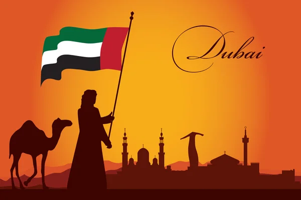 Dubaï ville silhouette toile de fond — Image vectorielle