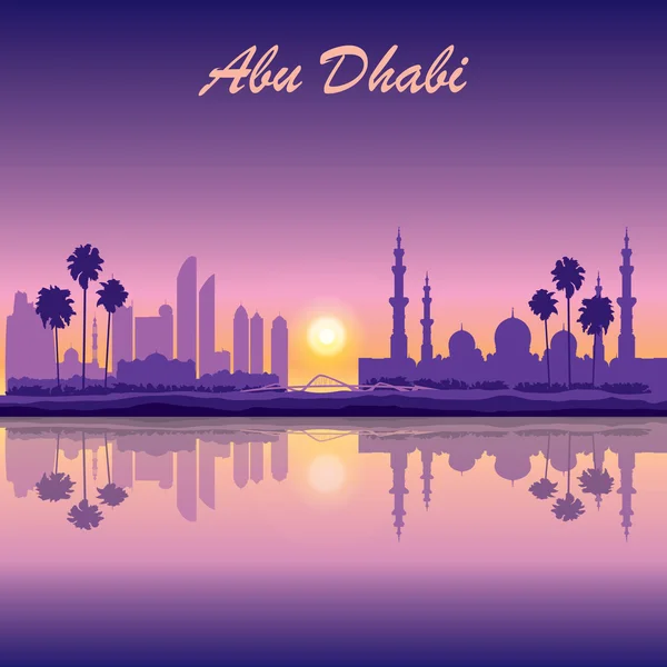 Abu dhabi Silhouette Hintergrund mit einer großen Moschee — Stockvektor