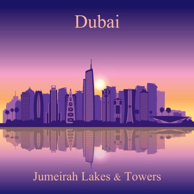 Dubai jumeirah lakes towers skyline siluet arka plan