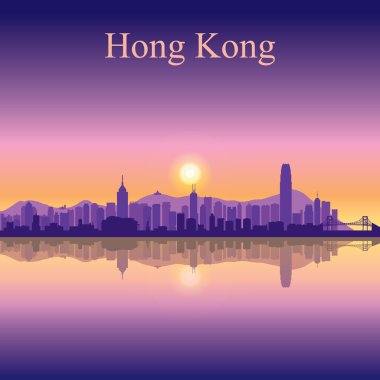 Hong kong şehir manzarası siluet arka plan