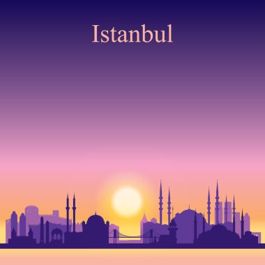 Istanbul şehir manzarası siluet günbatımı arka plan üzerinde