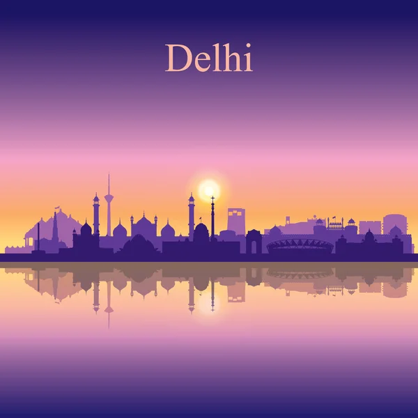 Ciudad de Delhi skyline silueta fondo — Archivo Imágenes Vectoriales