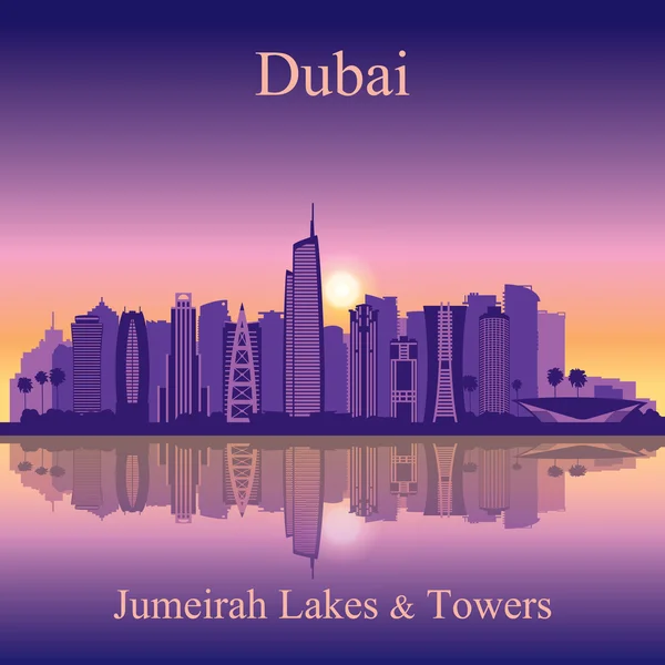 Dubai Jumeirah Lakes Towers horizon silhouette arrière-plan — Image vectorielle